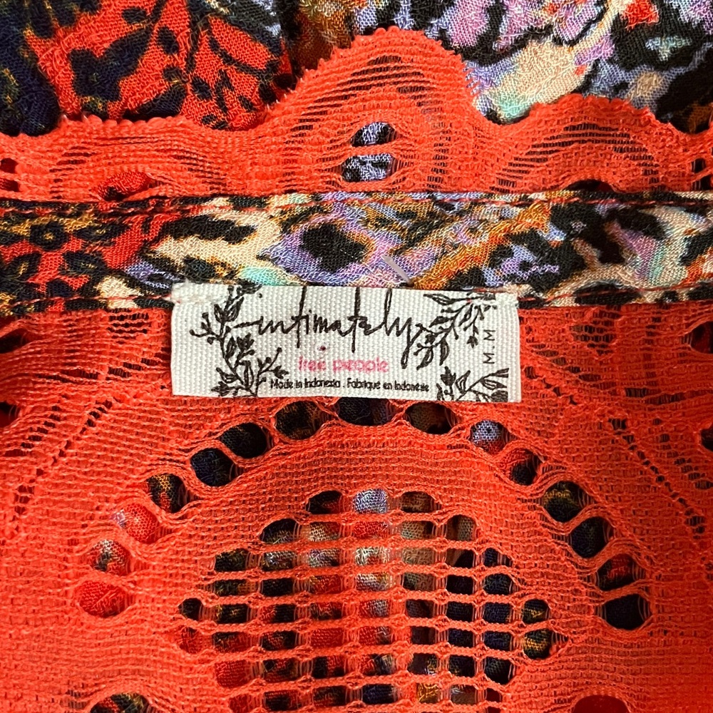 Free People morning song button up lace coral floral print maxi slip dress M - Picture 8 of 9
